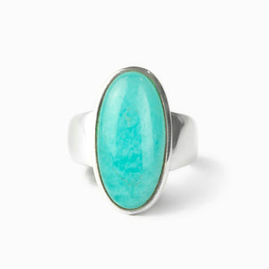 Oval Cab Turquoise Green Amazonite Ring