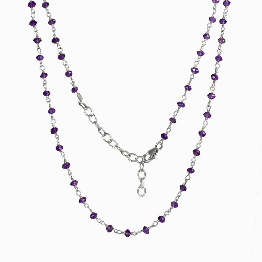 Amethyst beaded chain necklace
