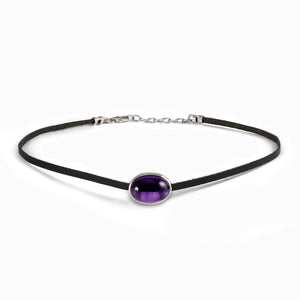 Amethyst Leather Necklace