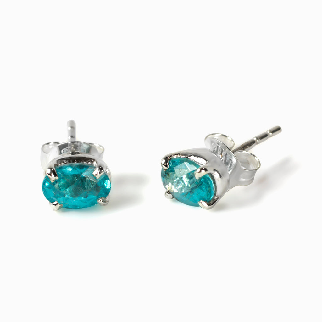 oval faceted Apatite Stud Earrings