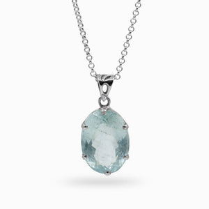 Light blue Oval faceted Aquamarine Necklace