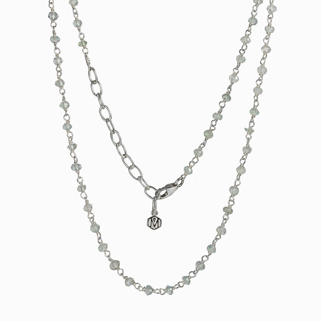 Aquamarine beaded chain necklace