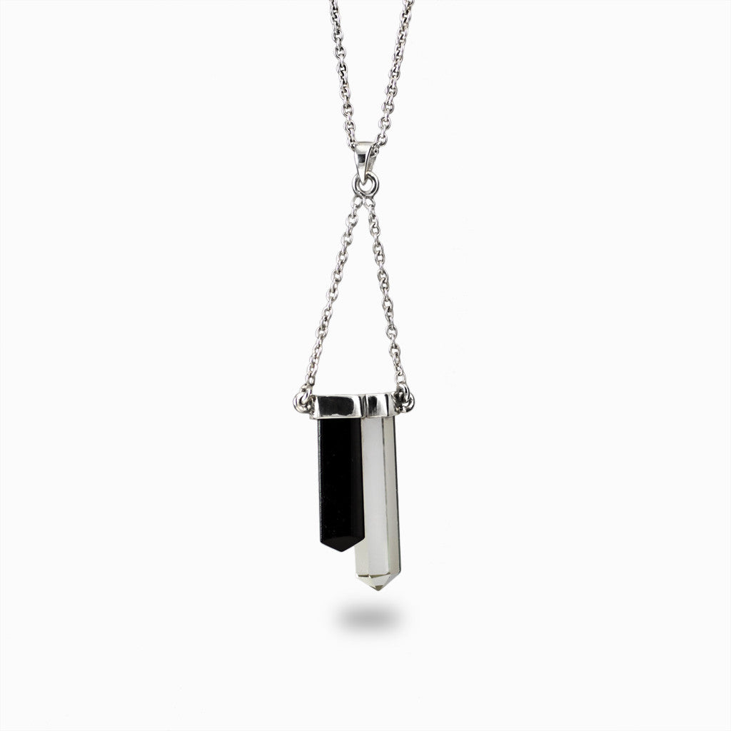 Black Tourmaline and Quartz Necklace Made In Earth