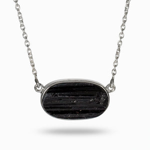 Black Horiztonal Oval Tourmaline Necklace Made in Earth