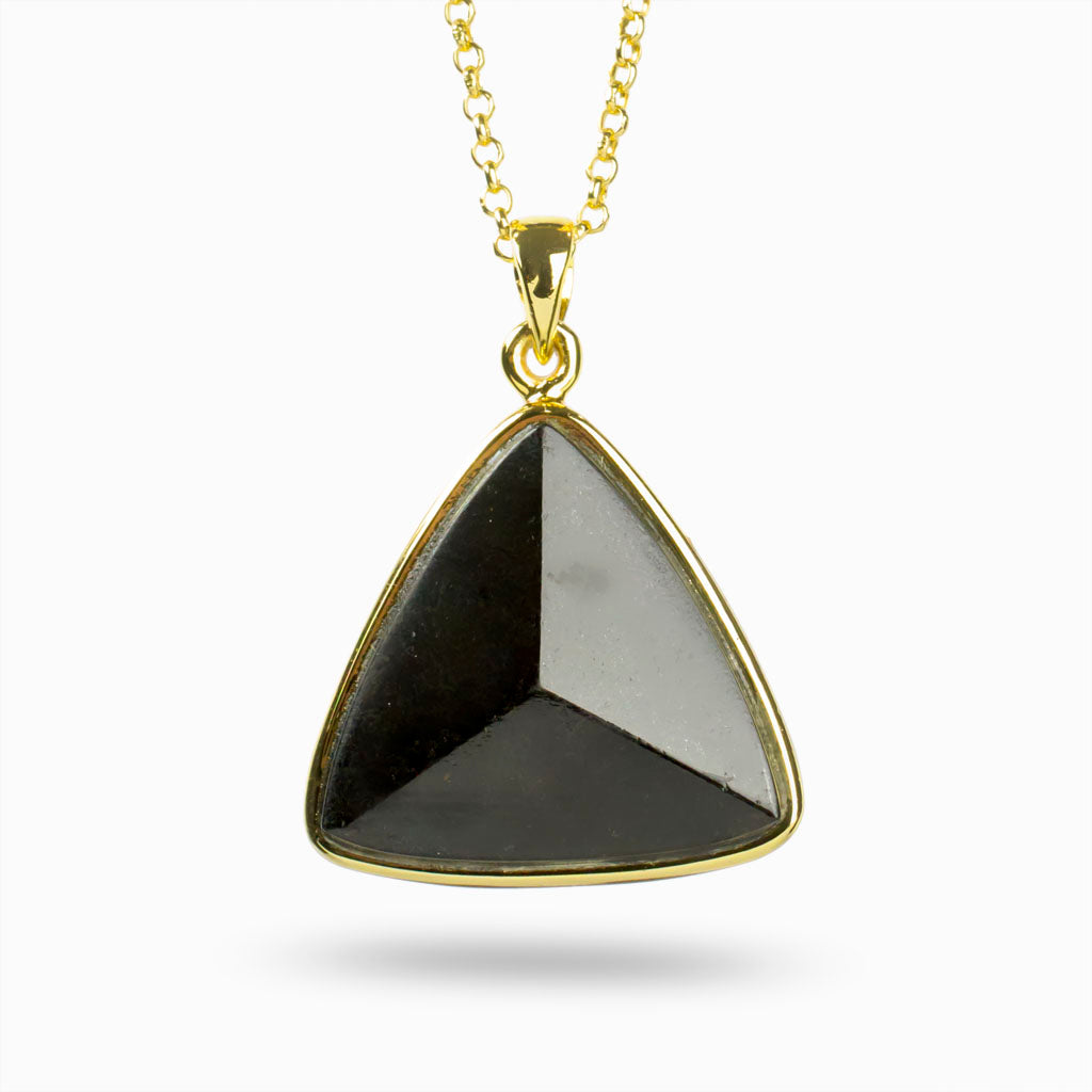 Triangle Black Tourmaline Necklace set in Gold Made in Earth