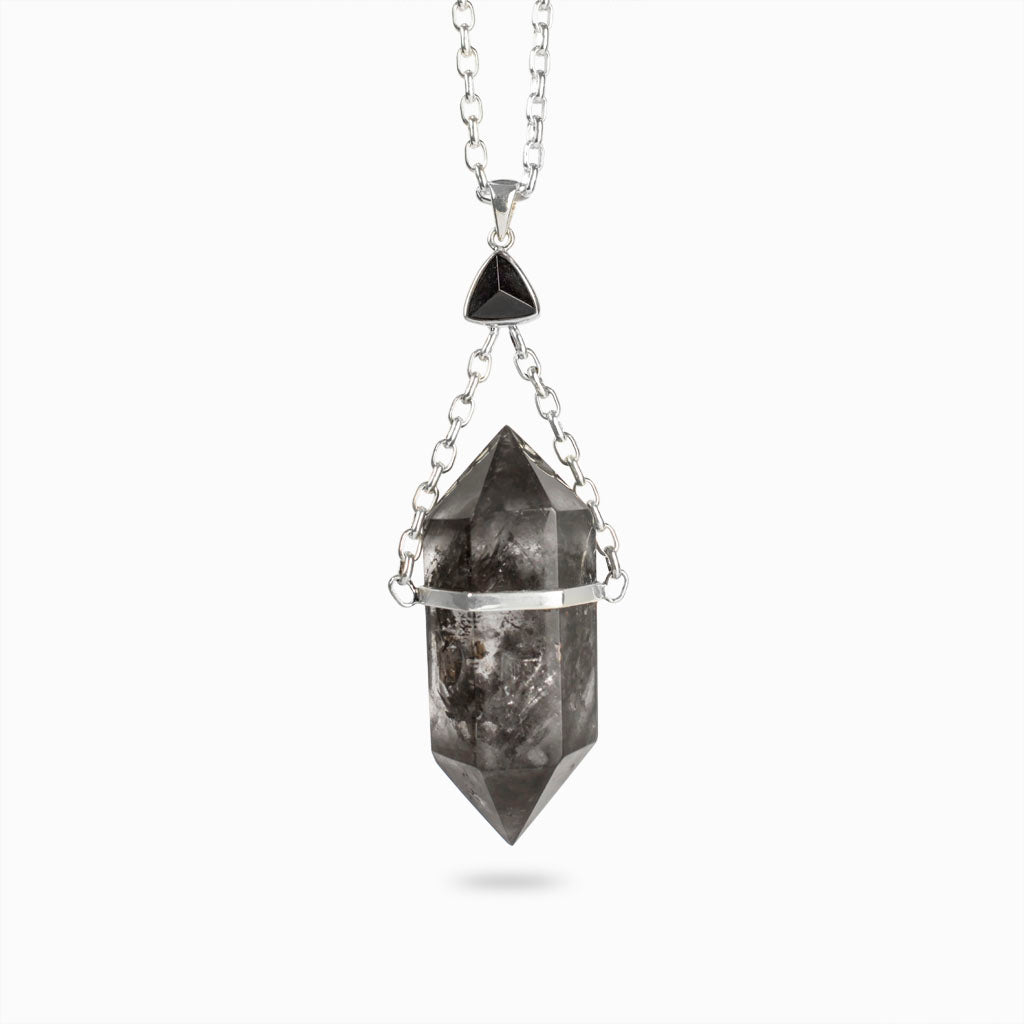 Hanging Enhydro Quartz and Small Black Tourmaline accent Necklace Made in Earth Made in Earth