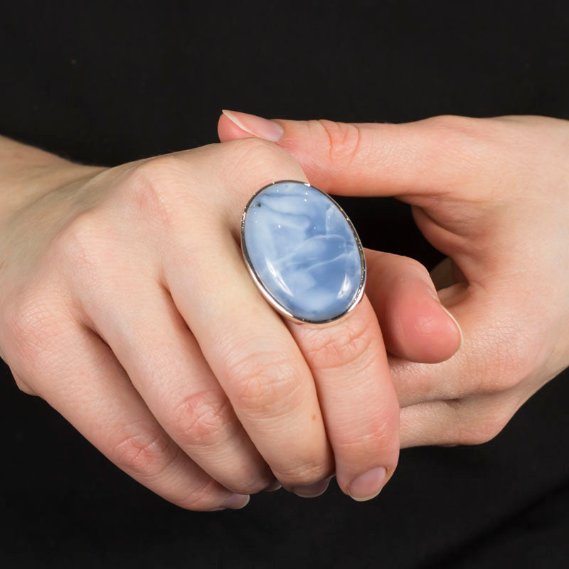 Blue Opal Ring On Model