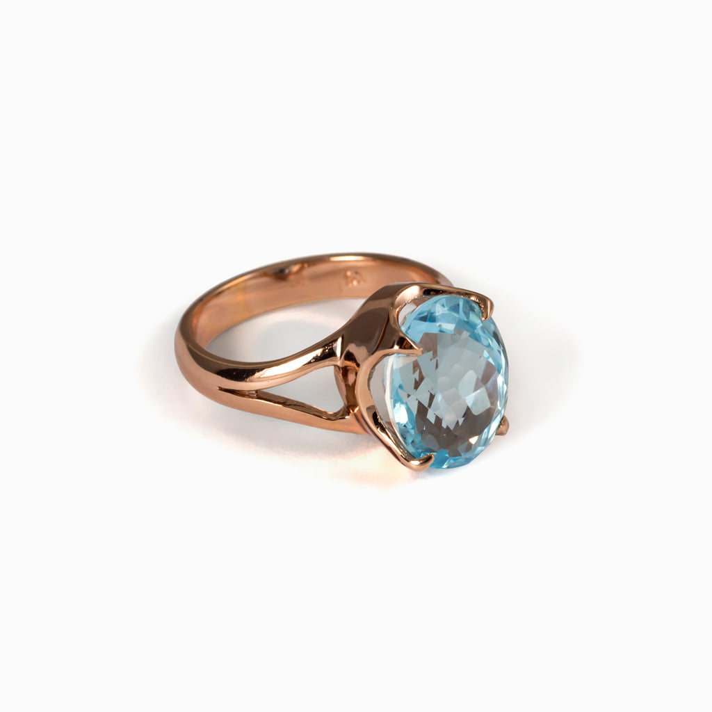 Rose Gold Blue Topaz Ring | Gemstone Rings | Made in Earth - Made In Earth  US