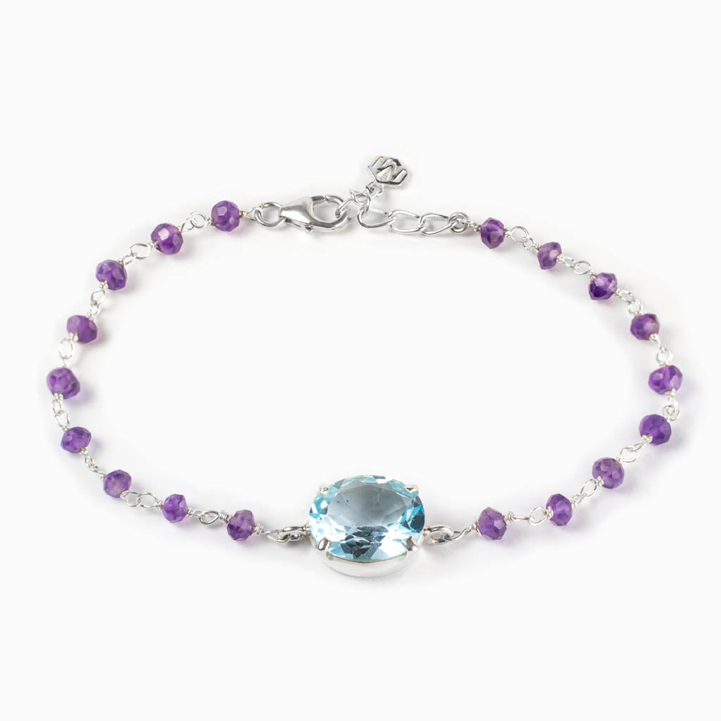 Blue Topaz and Amethyst Bracelet | Made In Earth US