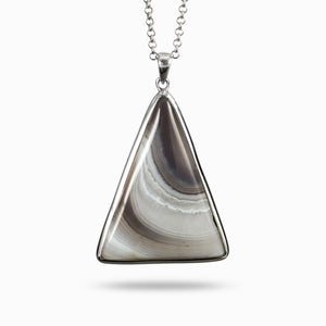 Triangle Grey White and black tree ring Botswana Agate necklace made in earth