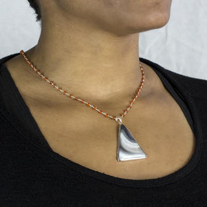 Carnelian Beaded Necklace w/pendant on Model