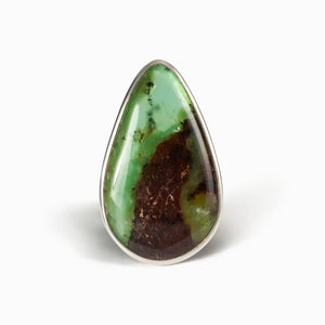 Green Brown Chrysoprase in Matrix ring Made in Earth