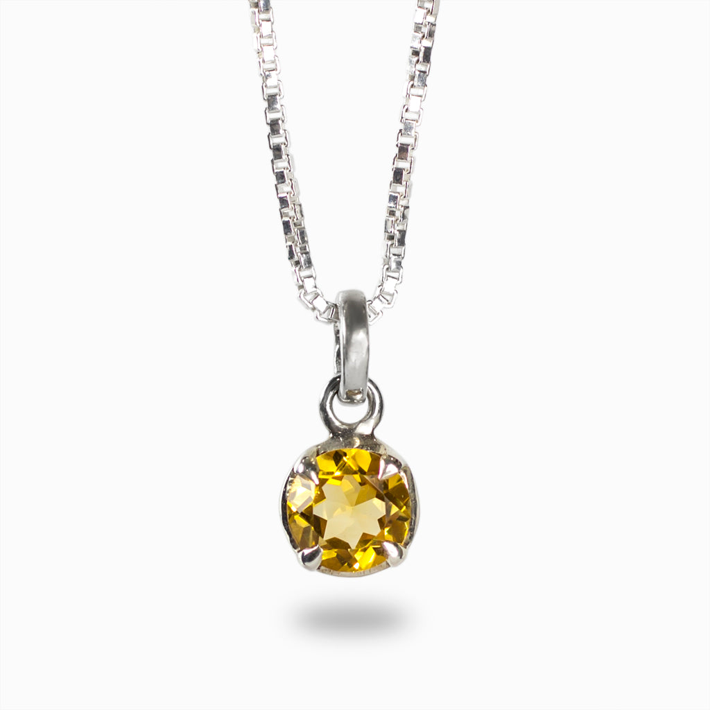 Circle faceted yellow Citrine necklace