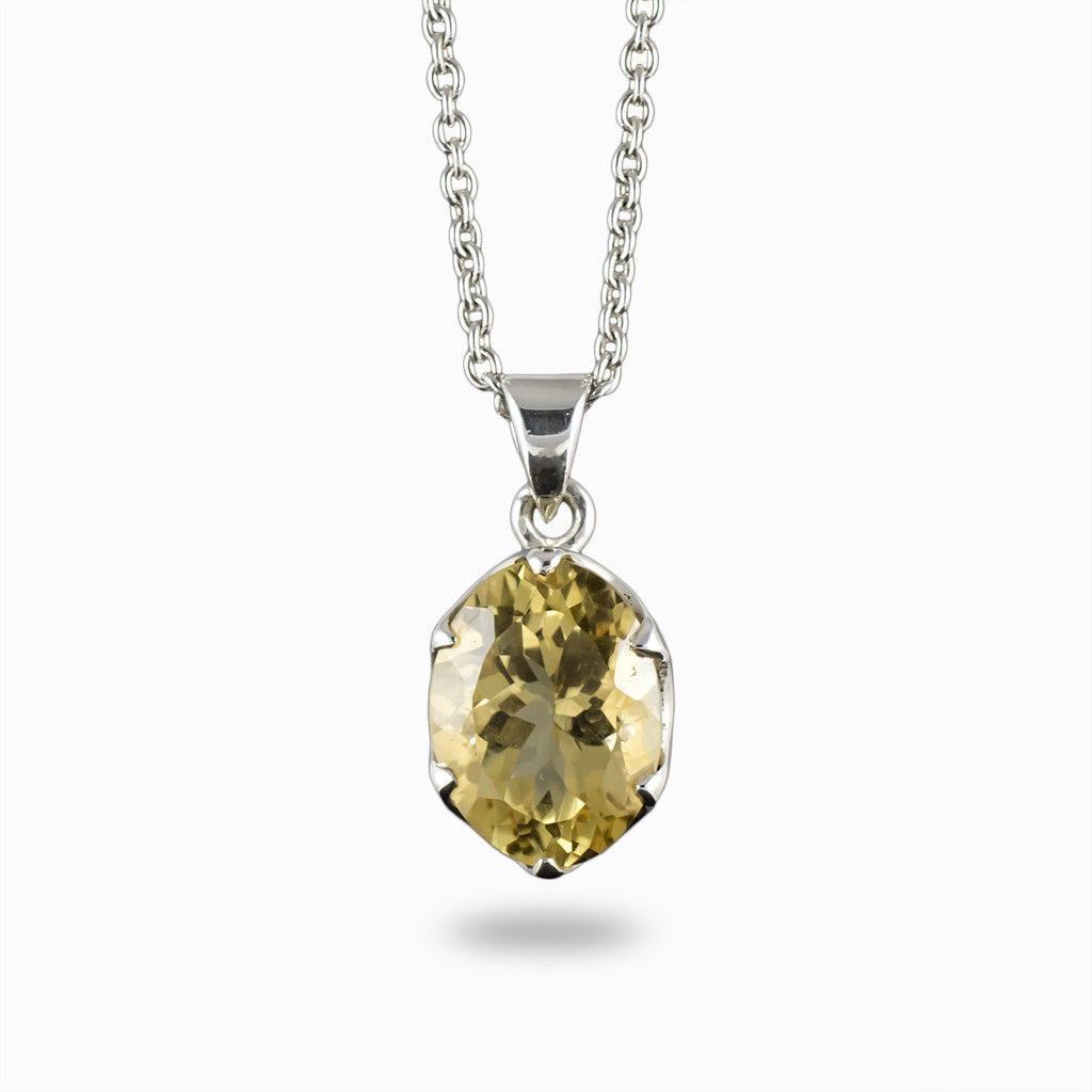 Oval Faceted Citrine Necklace with bezel claw