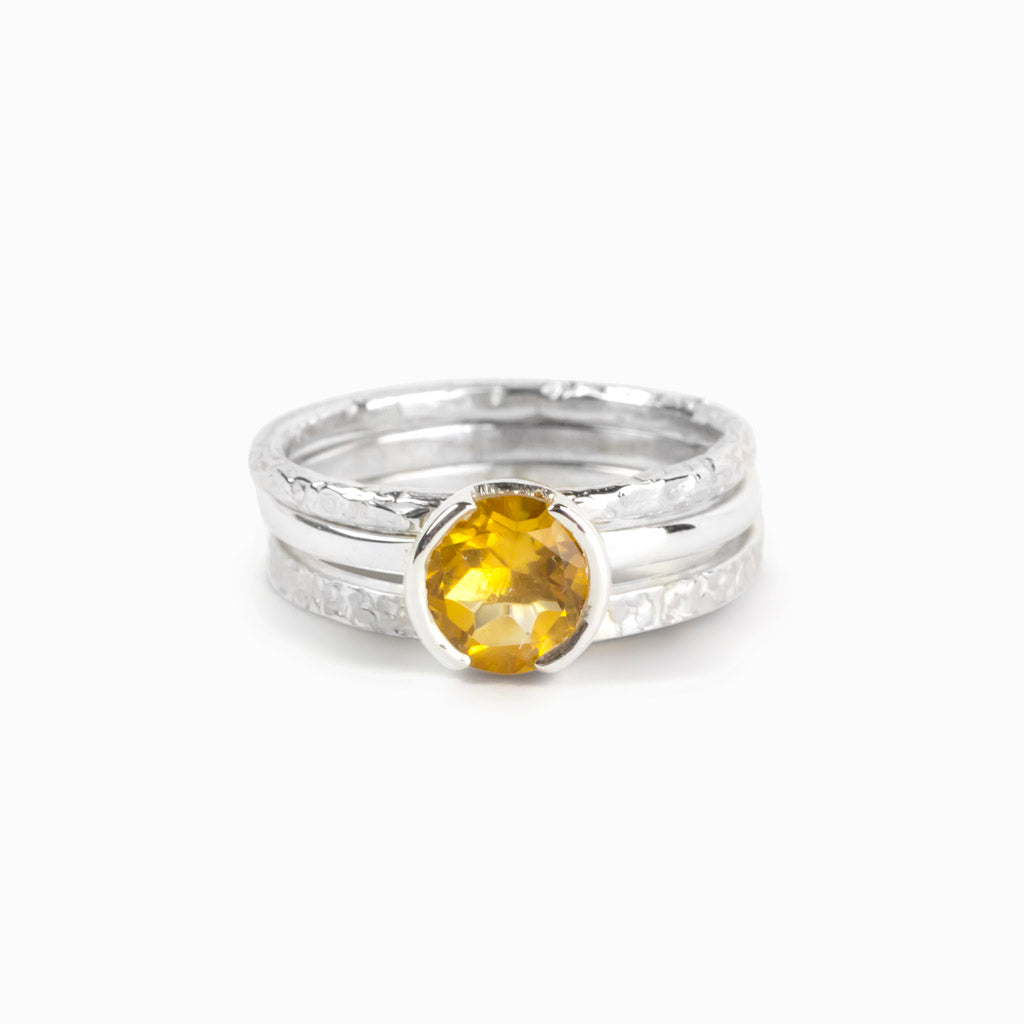 Yellow Citrine Stackable Ring Made in Earth