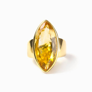 Yellow Citrine Oval Ring With a Gold Band Made in Earth