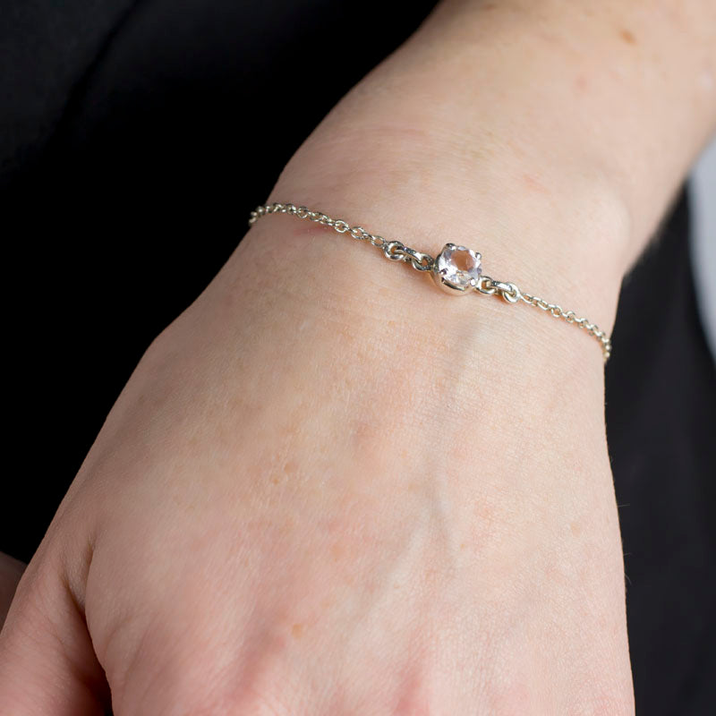 clear quartz bracelet on model