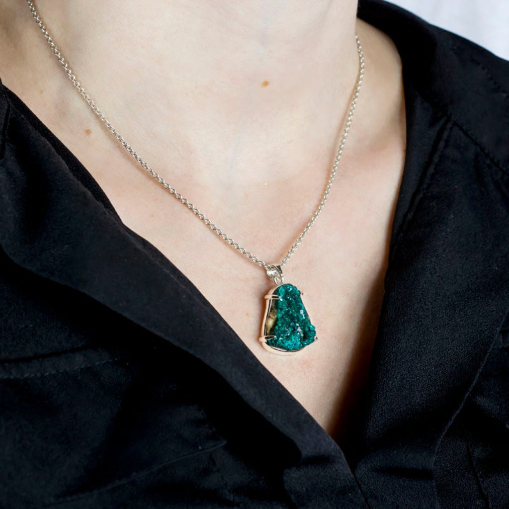 Turquoise and Yellow Accent Dioptase Necklace made in earth