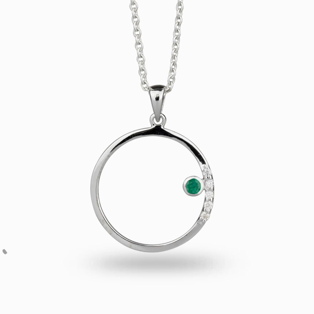 Cercle: Emerald & Diamond Pendant