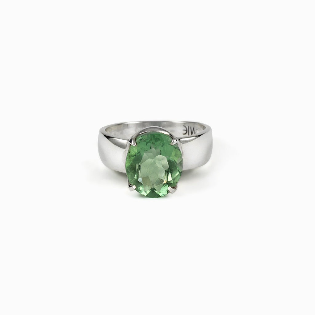 Bright Green Fluorite Ring Made in Earth
