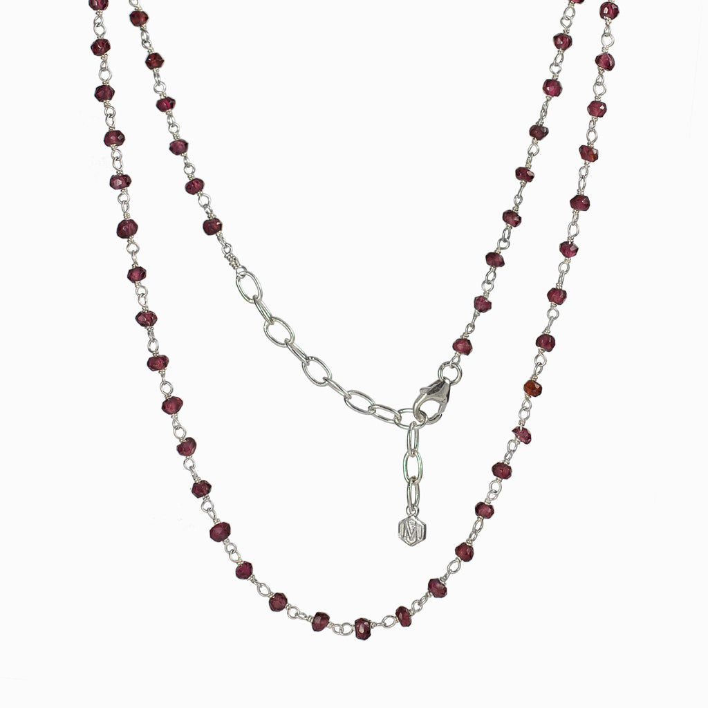 Garnet beaded chain necklace 