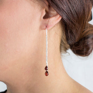 Garnet Drop Earrings ON MODEL