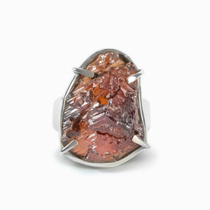 Orange and Brown Faceted Spessartine Garnet Ring Made in Earth