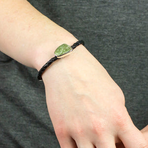 Green Kyanite Braided Leather Bracelet on Model