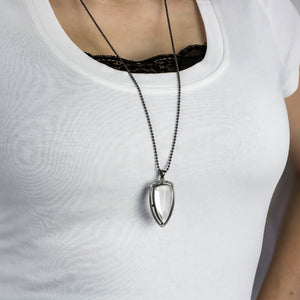 Clear quartz pendant from The Halo Collection on Model