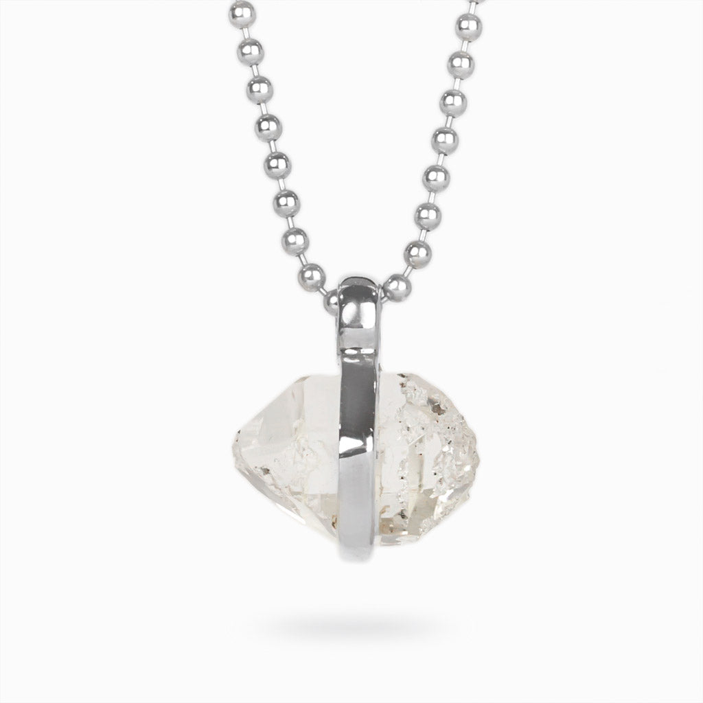 Clear Translucent Herkimer Diamond wrapped in silver band Herkimer Diamond  Necklace made in earth