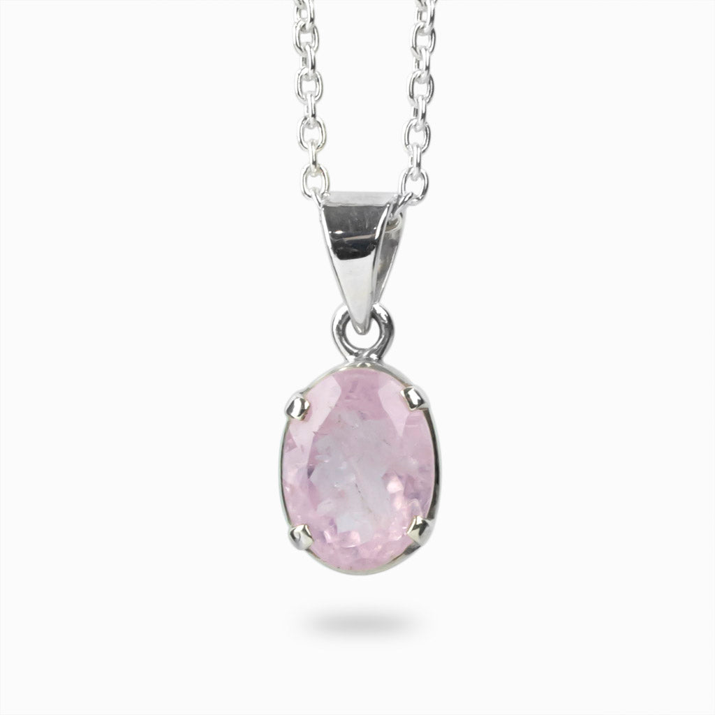 Morganite Faceted Oval Claw set necklace