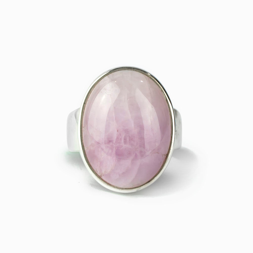 White Pink  Cloudy Kunzite Ring Made in Earth