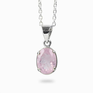 Morganite Faceted Oval Claw set necklace