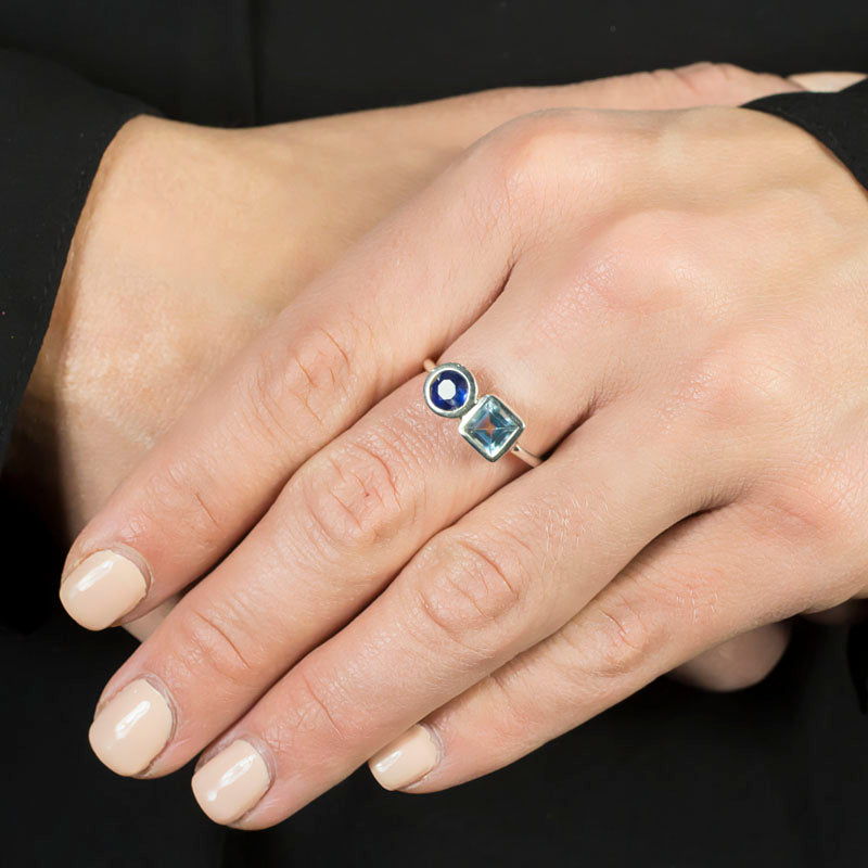 Kyanite & Blue Topaz Ring on model