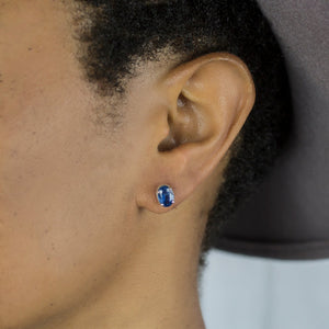 Kyanite Stud Earrings on Model