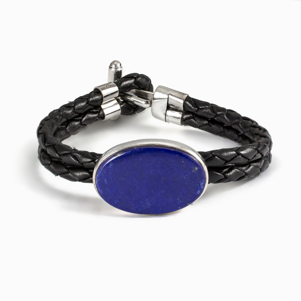 Lapis Lazuli Braided Leather Bracelet made in earth