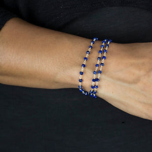 Lapis Lazuli beaded chain bracelet on model