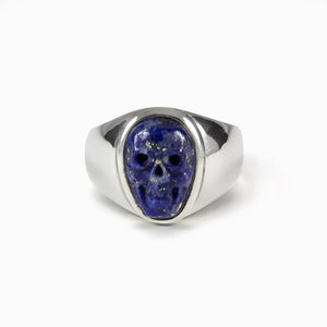 Dark blue Lapis Lazuli Skull Ring Made in Earth