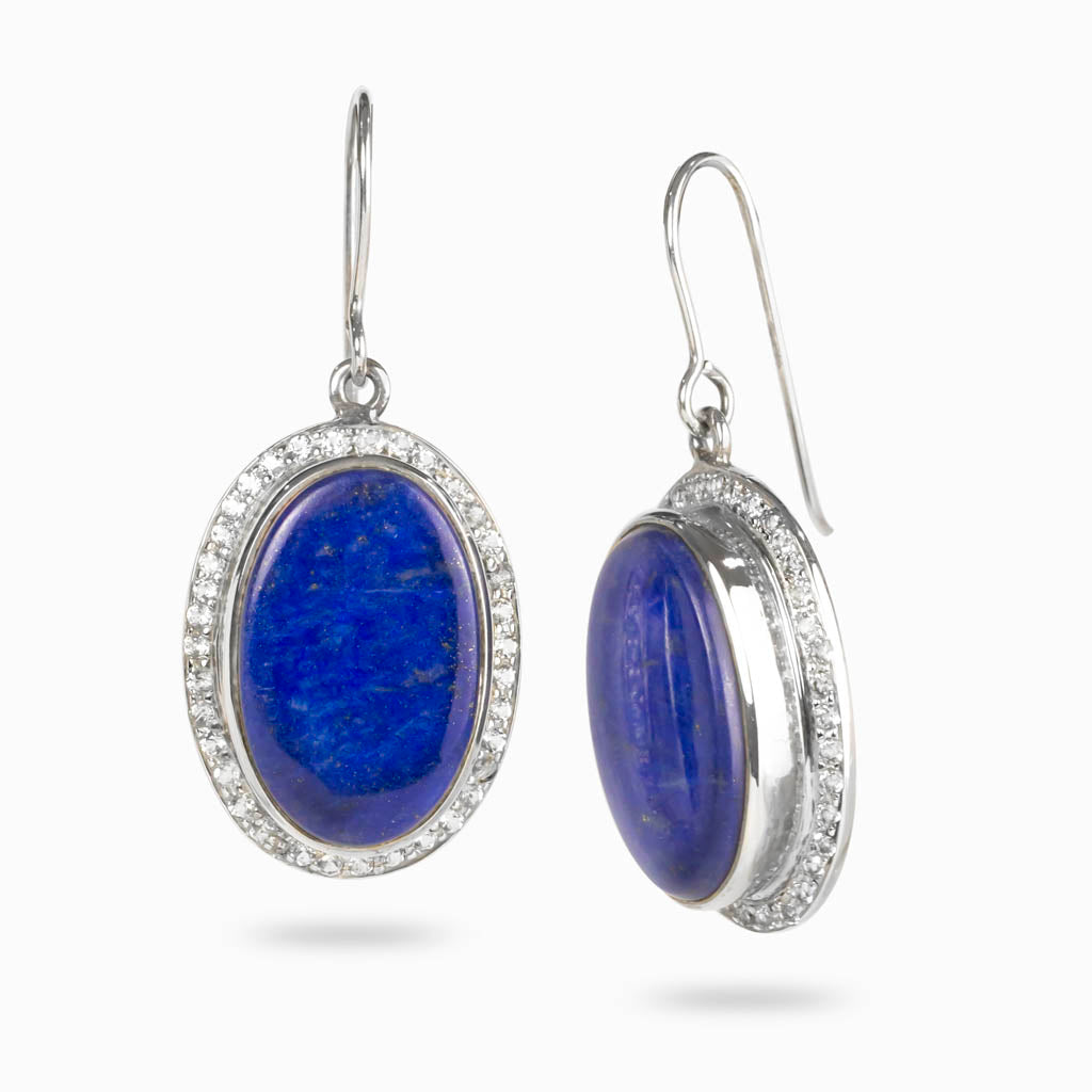 Lapis Lazuli & White Topaz Drop Earrings