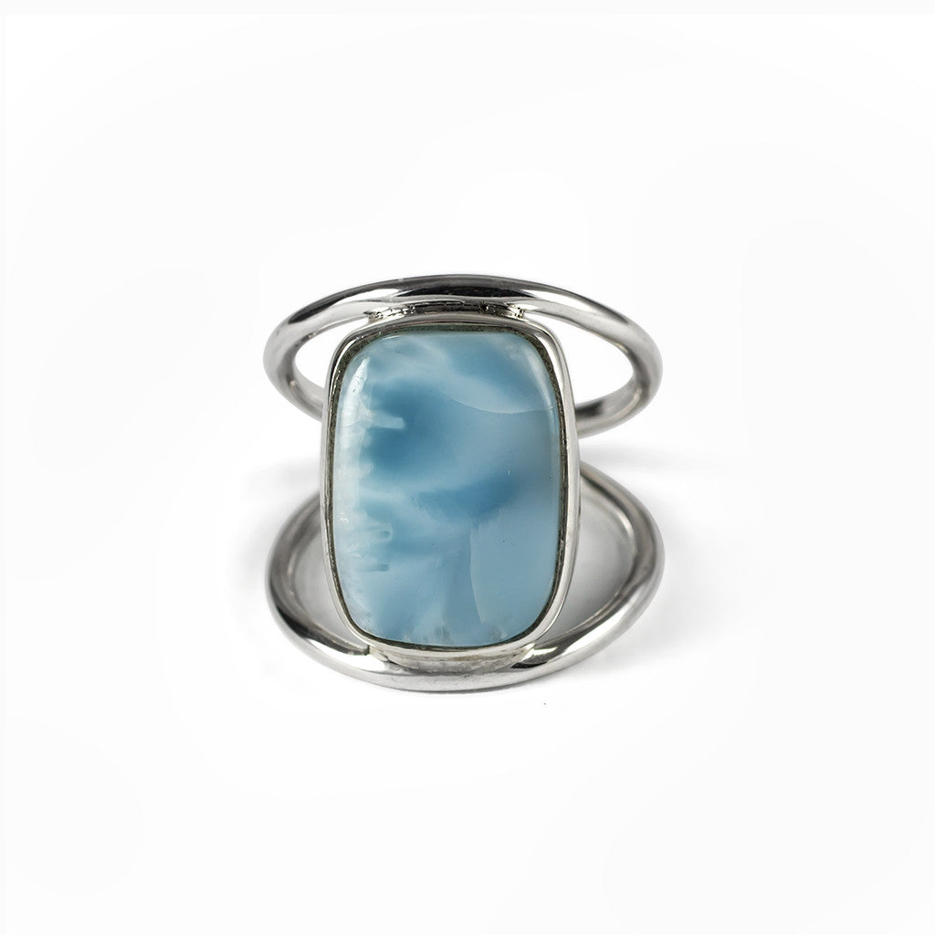 Light blue Ocean textured Larimar Ring Made in Earth