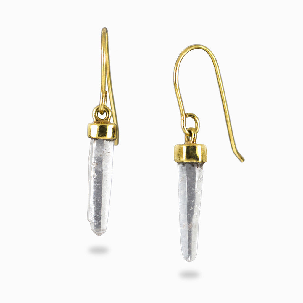 Laser Quartz Drop Earrings from Made Gold Collection