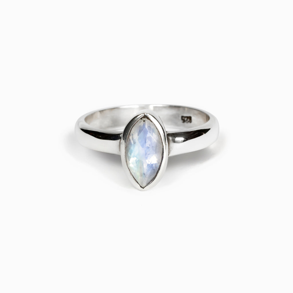 Light purple and blue Rainbow Moonstone Ring Made in Earth