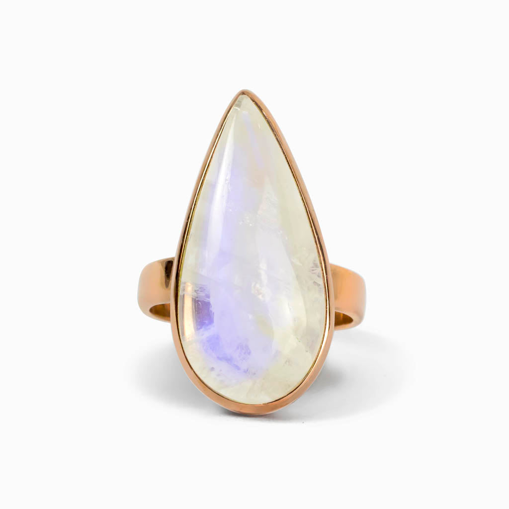 Purple White Rainbow Moonstone Ring Made in Earth