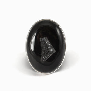 Black Oval Onyx Druzy Ring Made in Earth