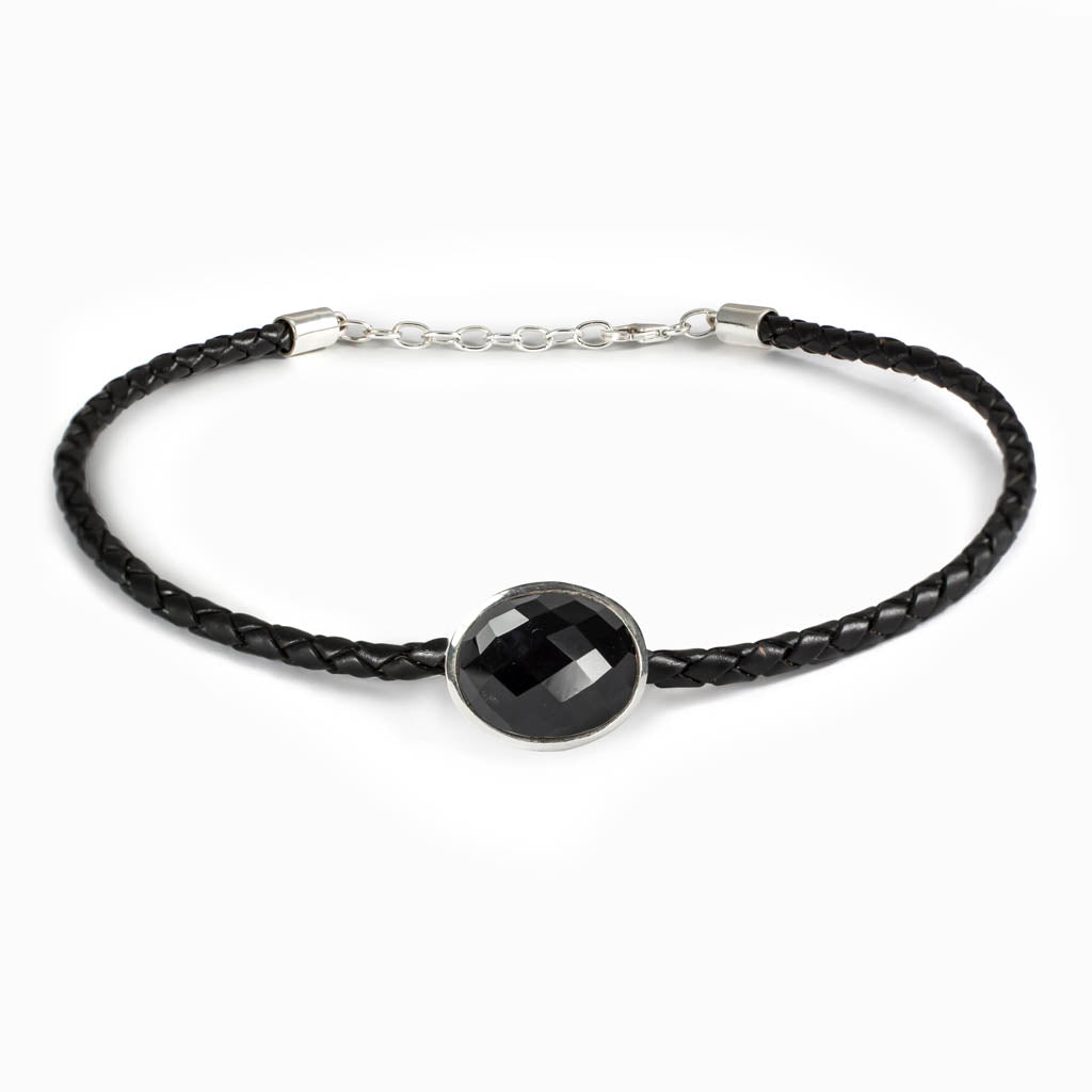 Onyx Braided Leather Choker Necklace