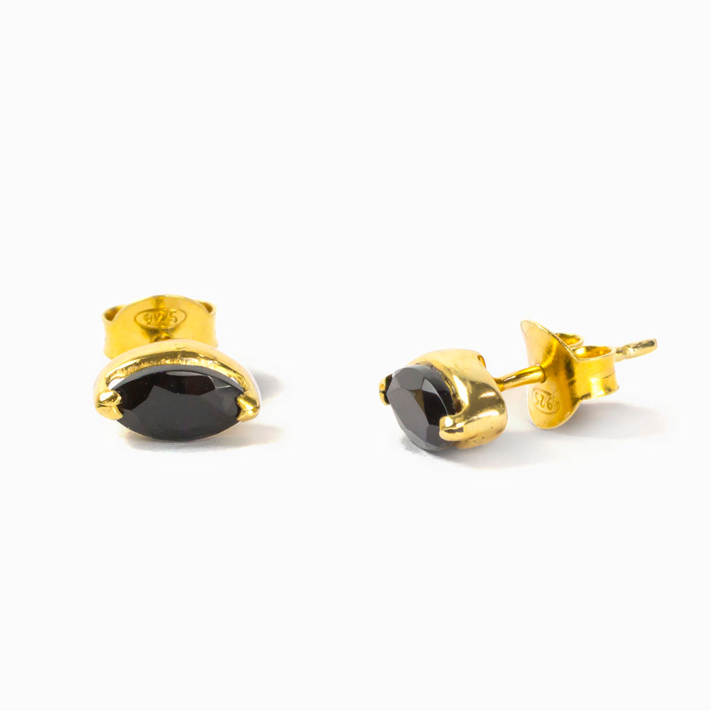 Vermeil 14k gold Onyx Stud Earrings Made In earth