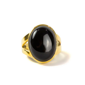 Black Oval Onyx Ring Made in Earth