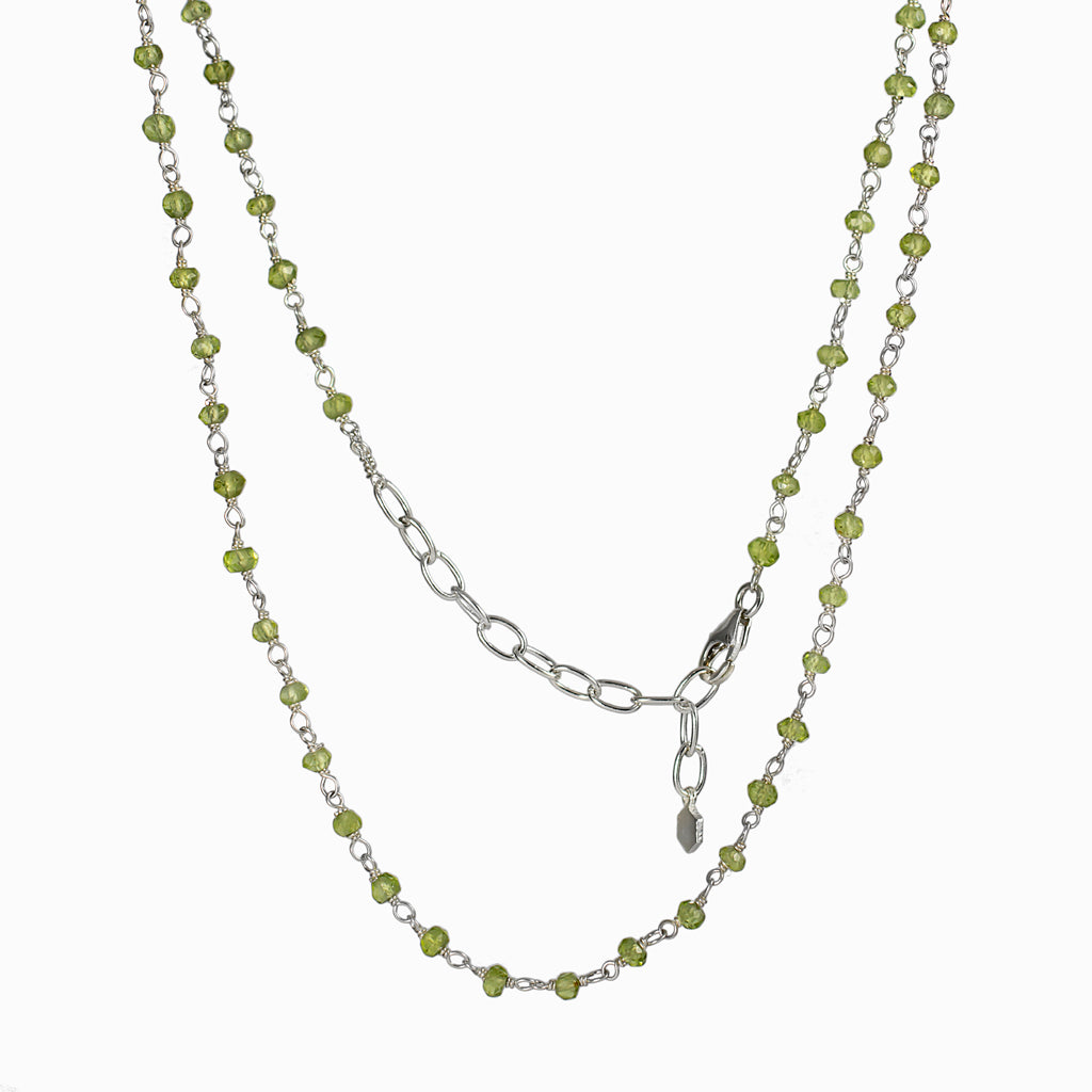 Peridot beaded chain necklace