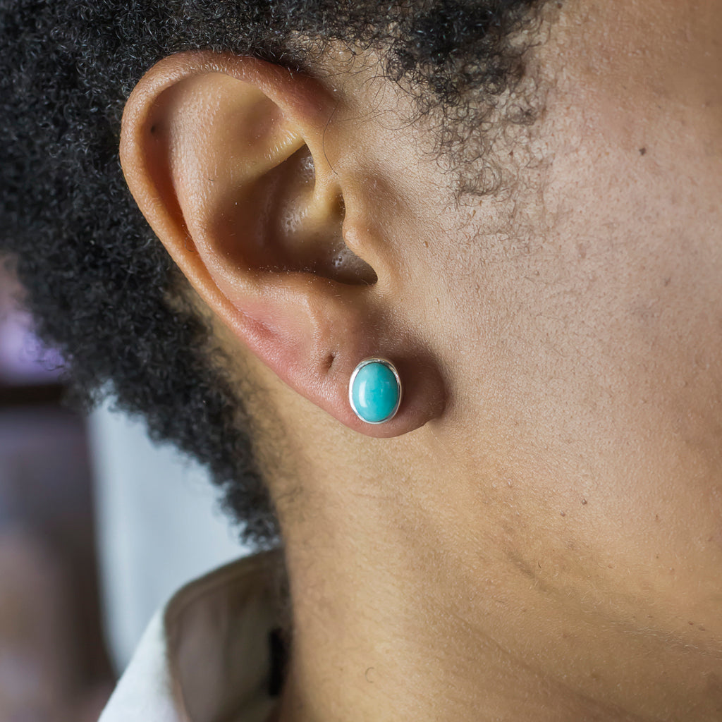 Blue-Green Amazonite Stud Earrings