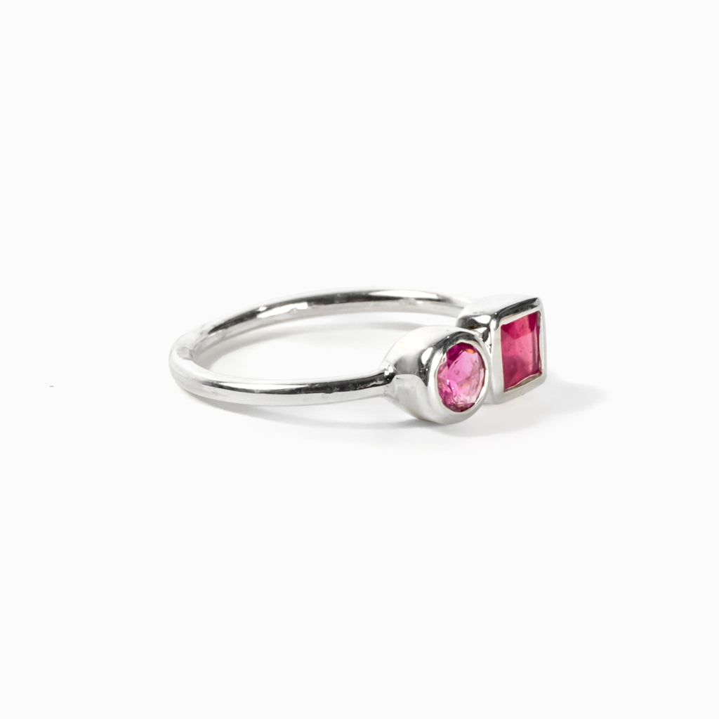 Pink Tourmaline & Ruby Ring